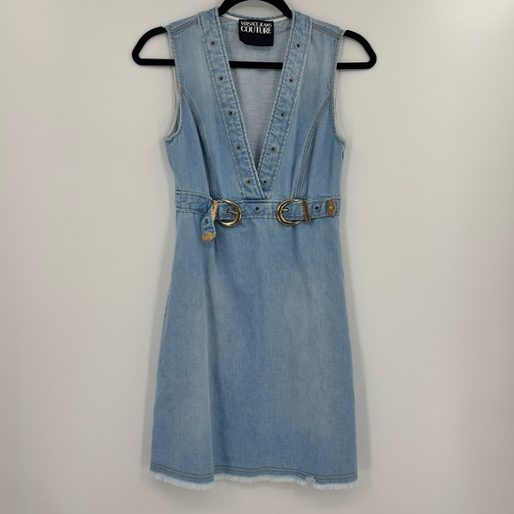 Versace Jeans Couture Blue Denim Buckle Dress - Picture 2 of 11